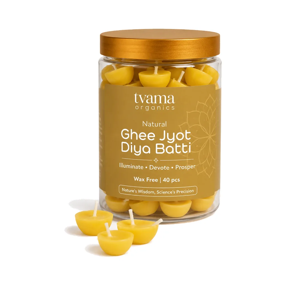 Tvama Natural Ghee Jyot Diya Batti jar with unlit diyas