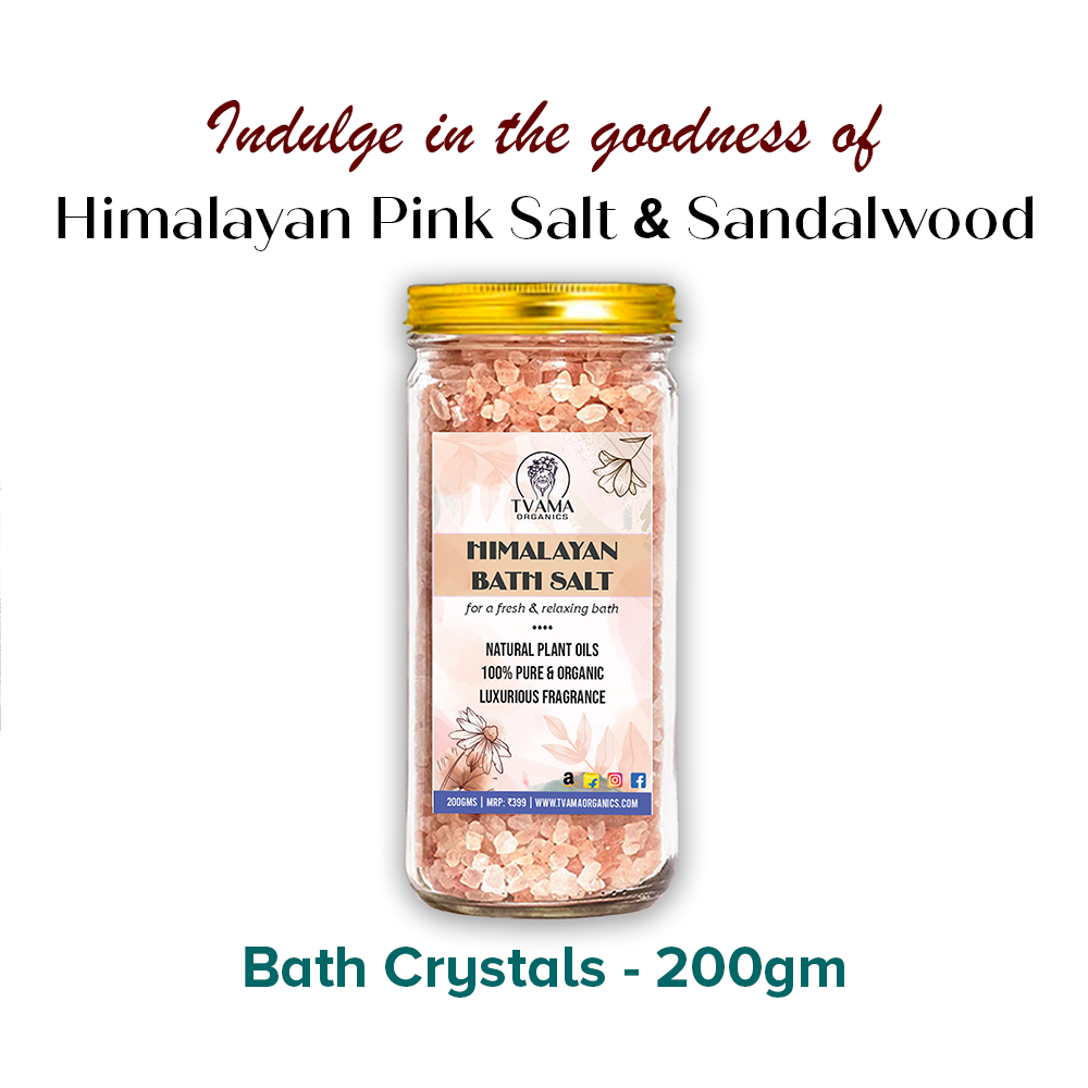 Himalayan Bath Salt Crystals | Sandalwood | Body & Foot Spa | For Pain Relief and Relaxation | 200g