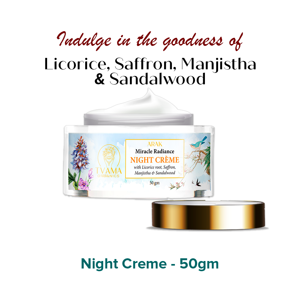 ARAK Night Cream | Licorice Root, Saffron, Manjistha & Sandalwood for Brightening and Hydration | 50gm